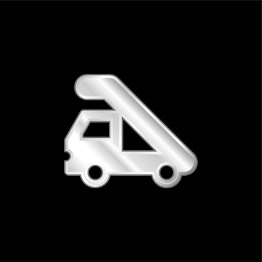 Airport Truck silver plated metallic icon clipart