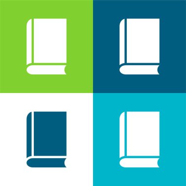 Kitap Düz 4 renk minimal simgesi seti