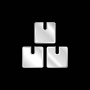 Kutular gümüş kaplama metalik simge