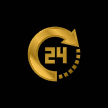 24 Saat Altın Kaplama Metal Simge veya logo Vektörü