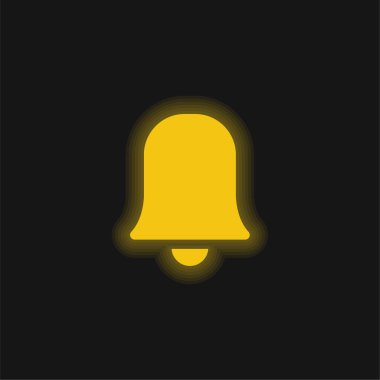 Alarm Siyah Doldurulmuş Çan Sembolü Sarı parlak neon simgesi