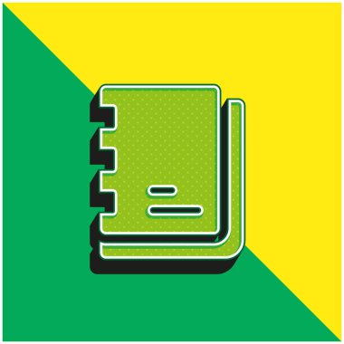 Sanatçı Çizim Kitabı Yeşil ve Sarı 3D vektör simgesi logosu