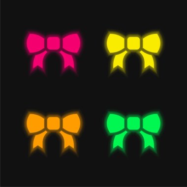 Dört renk parlayan neon vektör simgesi