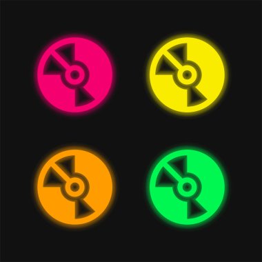 Büyük DVD dört renkli parlayan neon vektör simgesi