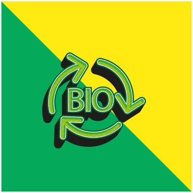Bio Kütle Yenilenebilir Enerji Yeşil ve Sarı 3D vektör simgesi logosu
