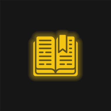 Kitap sarı parlak neon simgesi