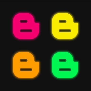 Blogger dört renk parlayan neon vektör simgesi