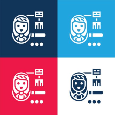 Audience blue and red four color minimal icon set clipart