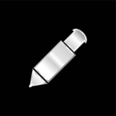 Big Mechanical Pen silver plated metallic icon clipart