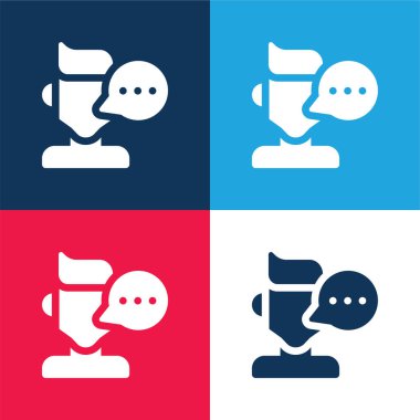 Blogger mavi ve kırmızı dört renk en az simge kümesi