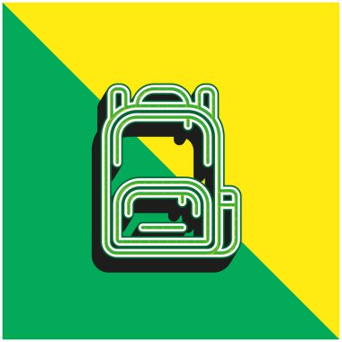 Sırt çantası yeşil ve sarı modern 3d vektör simgesi logosu