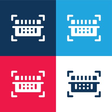 Barcode Scanner blue and red four color minimal icon set clipart