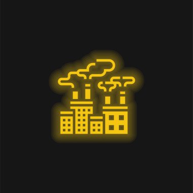 Hava kirliliği sarı parlak neon simgesi
