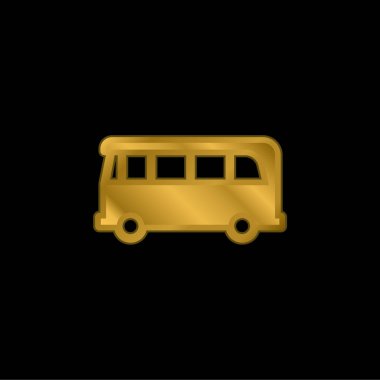 Airport Bus gold plated metalic icon or logo vector