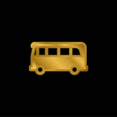 Airport Bus gold plated metalic icon or logo vector clipart