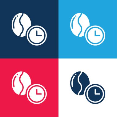 Bean blue and red four color minimal icon set clipart