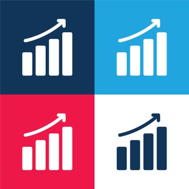 Bar Chart blue and red four color minimal icon set clipart