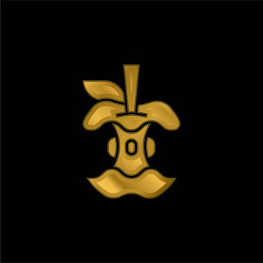 Elma altın kaplama metalik simge veya logo vektörü
