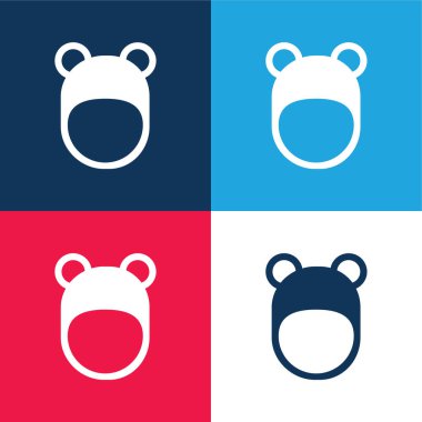 Ayı Şapkası mavi ve kırmızı dört renk minimal simgesi