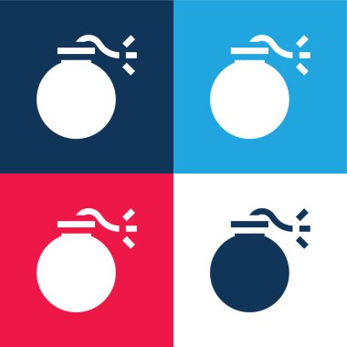 Bomba mavi ve kırmızı dört renk en küçük simge kümesi