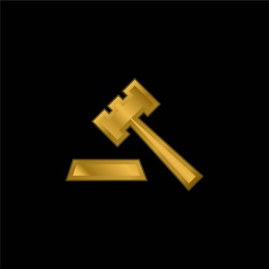 Açık arttırma altın kaplamalı metalik simge veya logo vektörü