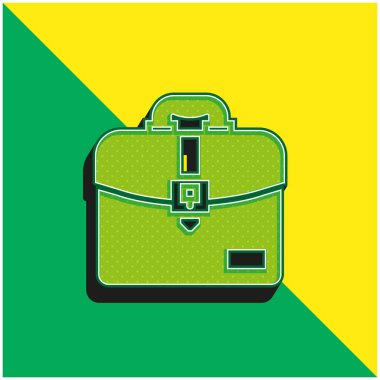 Evrak çantası Yeşil ve sarı modern 3d vektör simgesi logosu