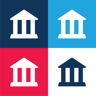 Bank Binası mavi ve kırmızı dört renk en az simge kümesi