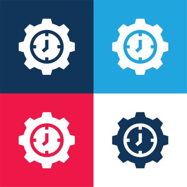 Mavi ve kırmızı dört renk simgesi setini ayarla