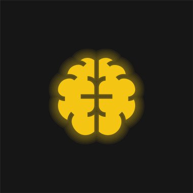 Beyin sarısı parlak neon simgesi