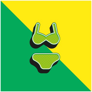 Bikini Yeşil ve sarı modern 3d vektör simgesi logosu