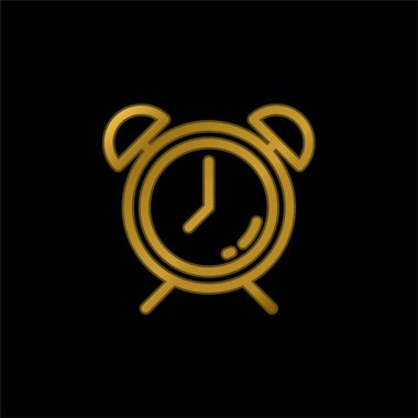 Alarm Saati altın kaplamalı metalik simge veya logo vektörü