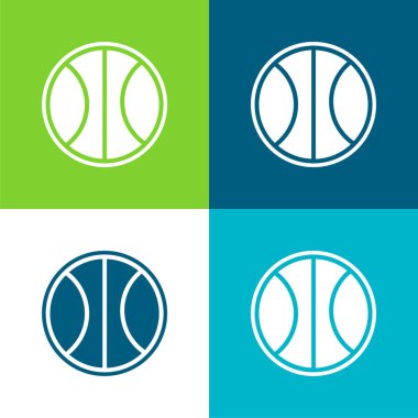 Basketbol Topu Düz Dört Renk En düşük simge kümesi
