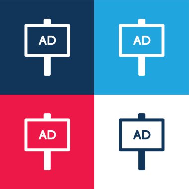 AD Poster mavi ve kırmızı dört renk minimal simgesi
