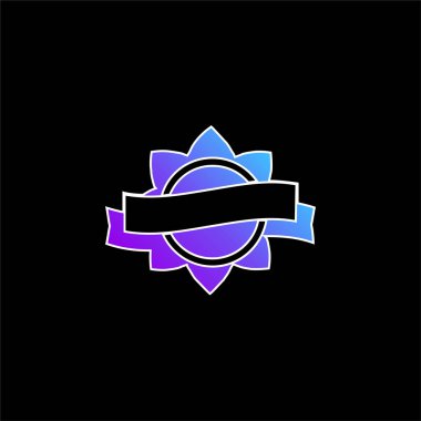 Çember Çiçek Şeklinin Mavi Gradyan vektör simgesi ile Ödül Etiketi