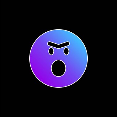 Açılan Ağızlı Öfkeli Duygu Yüzü Yuvarlak Meydan Dış Hattı Mavi Gradyan Vektör Simgesi