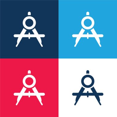Big Compass Open blue and red four color minimal icon set clipart