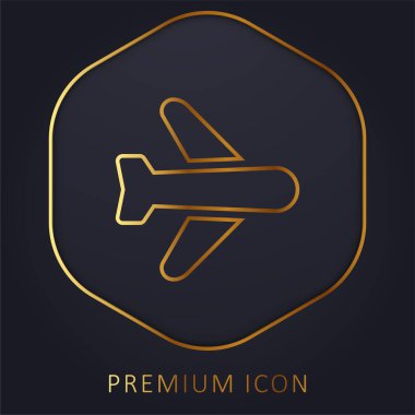 Uçak altın çizgisi prim logosu veya simgesi