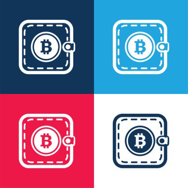 Bitcoin Cep veya Cüzdan mavi ve kırmızı en az dört renk simgesi