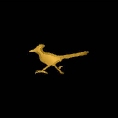 Bird Roadrunner Shape gold plated metalic icon or logo vector clipart