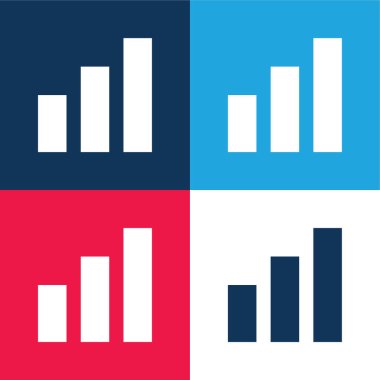 Analiz çubukları. Infography mavi ve kırmızı dört renk minimal simgesi