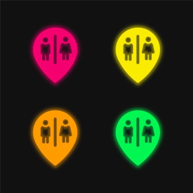 Baths Marker Point four color glowing neon vector icon clipart