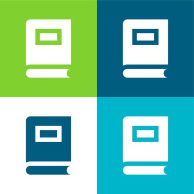 Kitap Düz 4 renk minimal simgesi seti