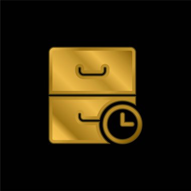 Altın kaplama metalik simge veya logo vektörünü arşivle