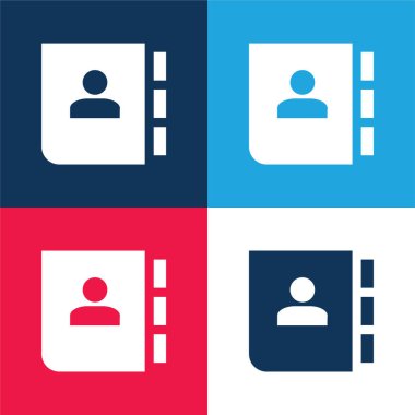 Gündem mavi ve kırmızı dört renk minimal simge kümesi