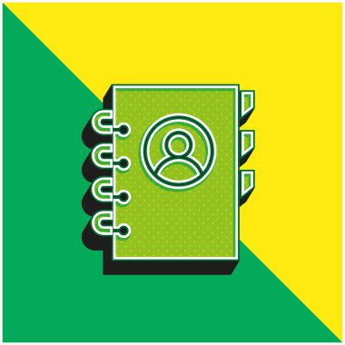Adres defteri Yeşil ve sarı 3d vektör simgesi