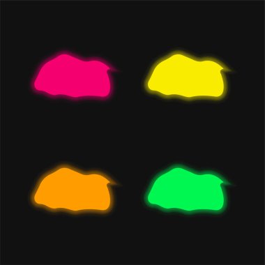 Bhutan four color glowing neon vector icon clipart