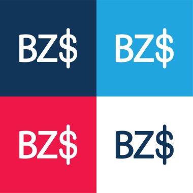 Belize Dollar Symbol blue and red four color minimal icon set clipart