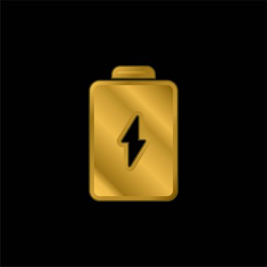 Pil altın kaplamalı metalik simge veya logo vektörü