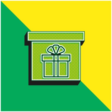 Kutu Yeşil ve Sarı Modern 3D vektör simgesi logosu