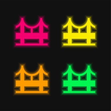 Köprü dört renk parlayan neon vektör simgesi
